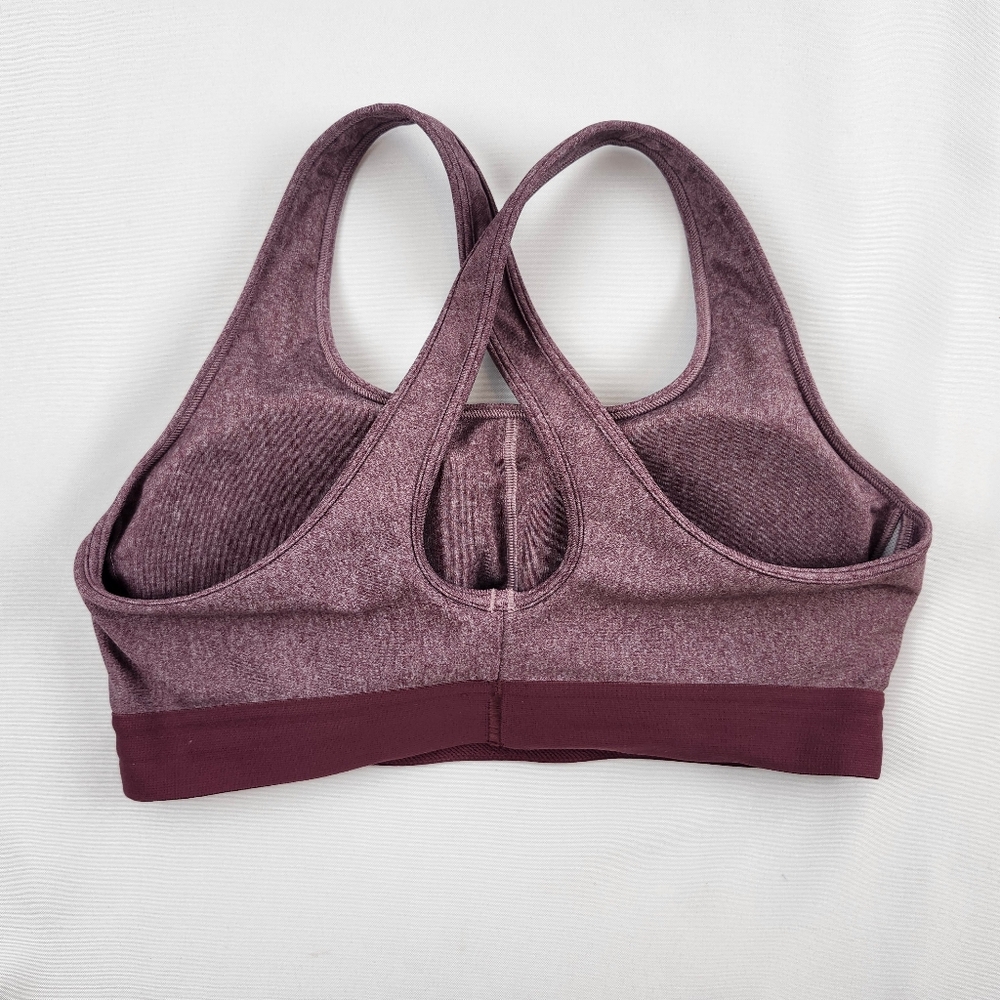 Under Armour Purple Heathered Sports Bra Mid Crossback Compression Large - Picture 2 of 9